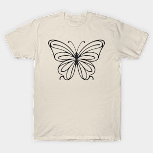 The butterfly is drawn in a monotonous colorless manner T-Shirt